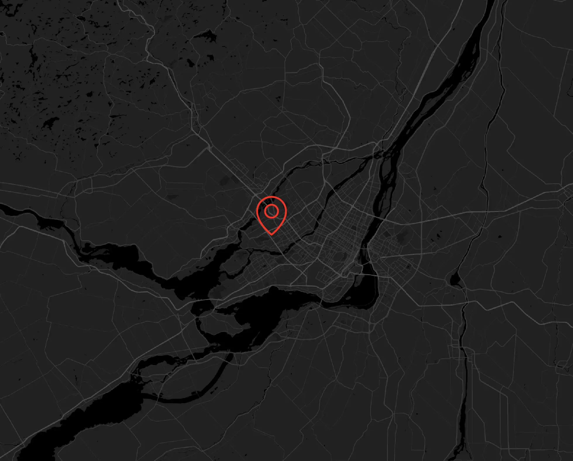 Carte sombre avec un point rouge