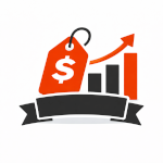 Étiquette de prix avec graphique croissant